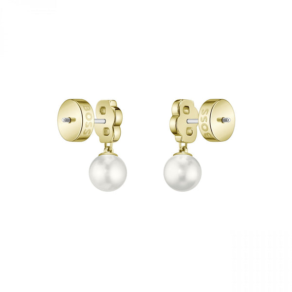 BOSS Ladies Double B Mireille Gold Plated Drop Earrings
