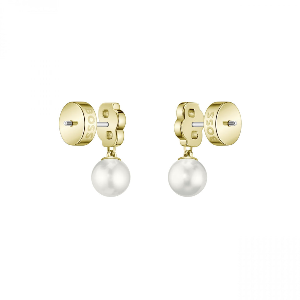 BOSS Ladies Double B Mireille Gold Plated Drop Earrings