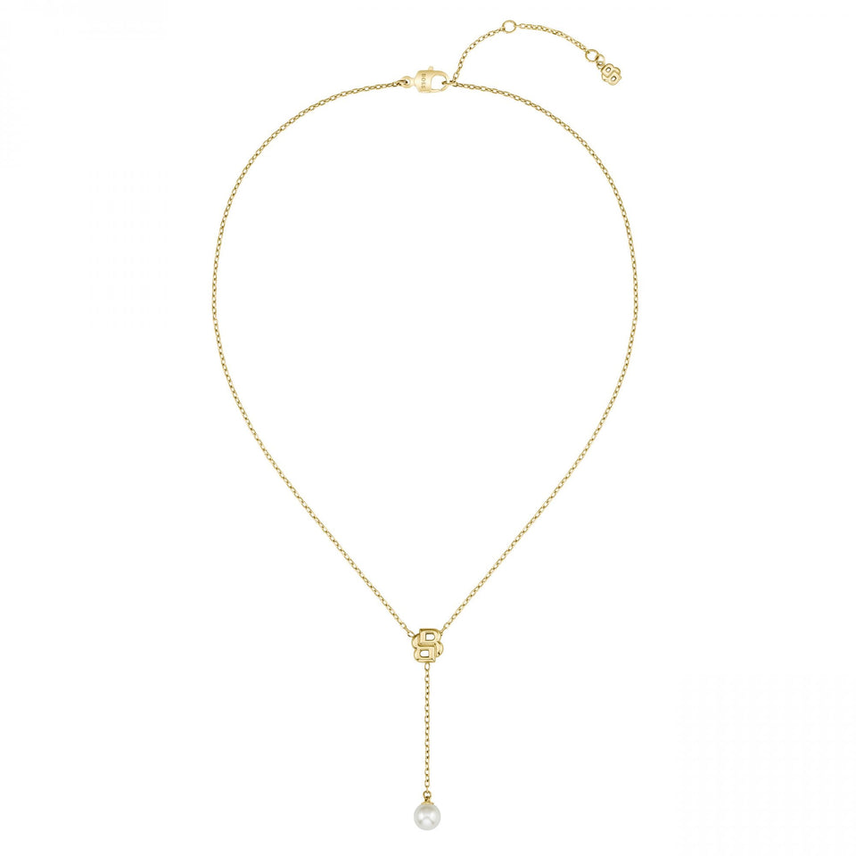 BOSS Ladies Double B Mireille Gold Plated Drop Necklace