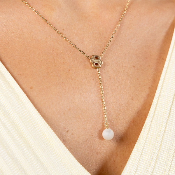 BOSS Ladies Double B Mireille Gold Plated Drop Necklace