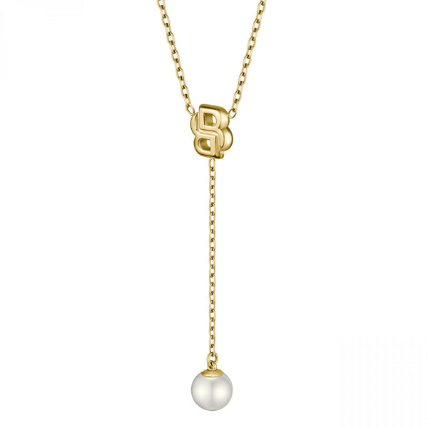 BOSS Ladies Double B Mireille Gold Plated Drop Necklace