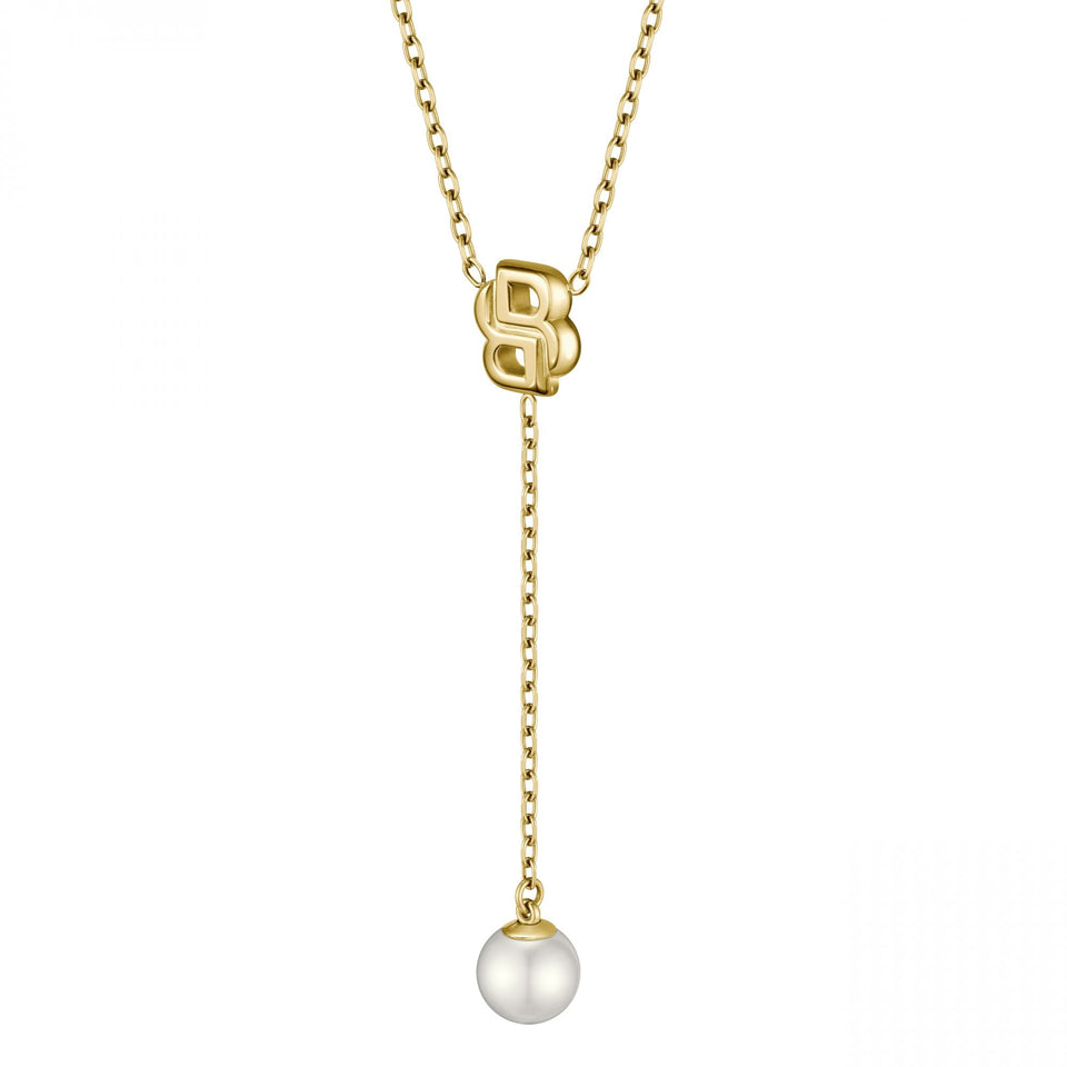 BOSS Ladies Double B Mireille Gold Plated Drop Necklace