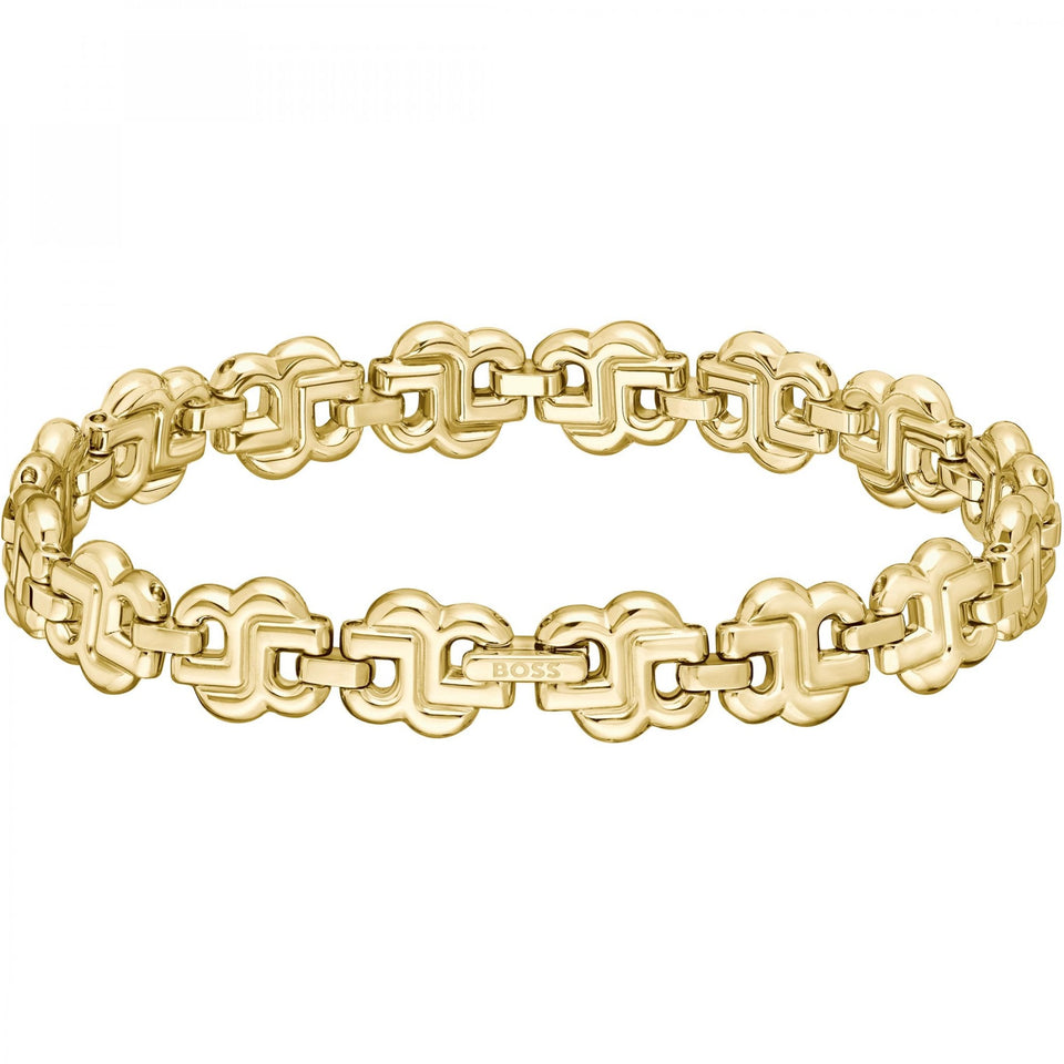 BOSS Ladies Double B Strand Gold Plated linked Bracelet