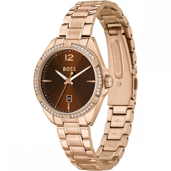 BOSS Ladies FELINA Rose Gold PVD Stone Set Watch