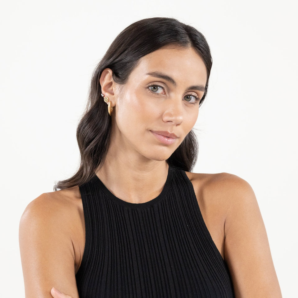 BOSS Ladies Fiora Gold Plated Hoop Earrings
