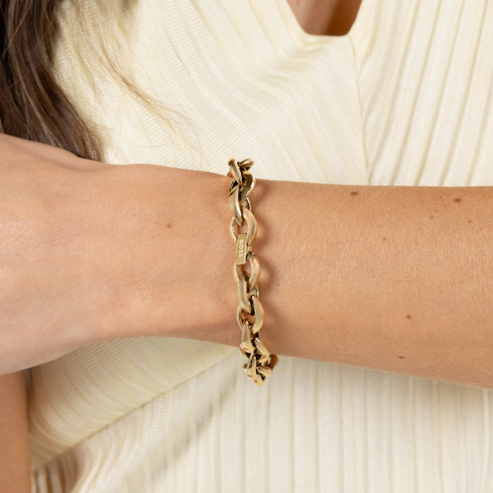 BOSS Ladies Fiora Gold Plated Open Link Bracelet