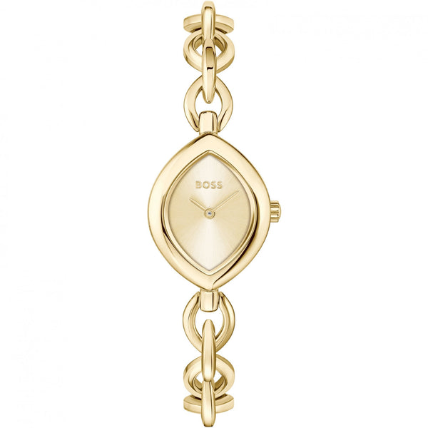 BOSS Ladies Fiora Oval Gold Plated Chain Link Watch