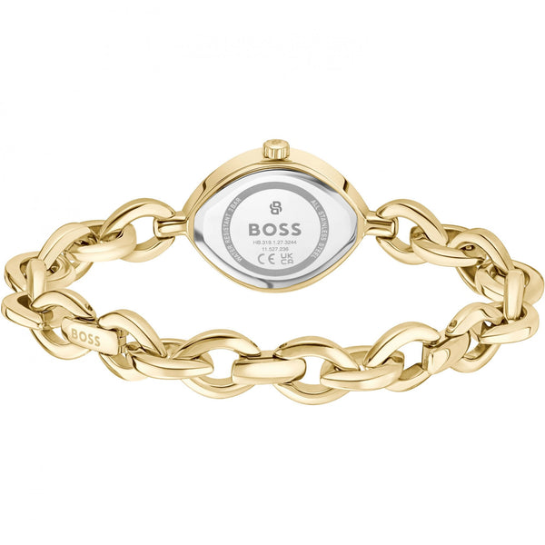 BOSS Ladies Fiora Oval Gold Plated Chain Link Watch