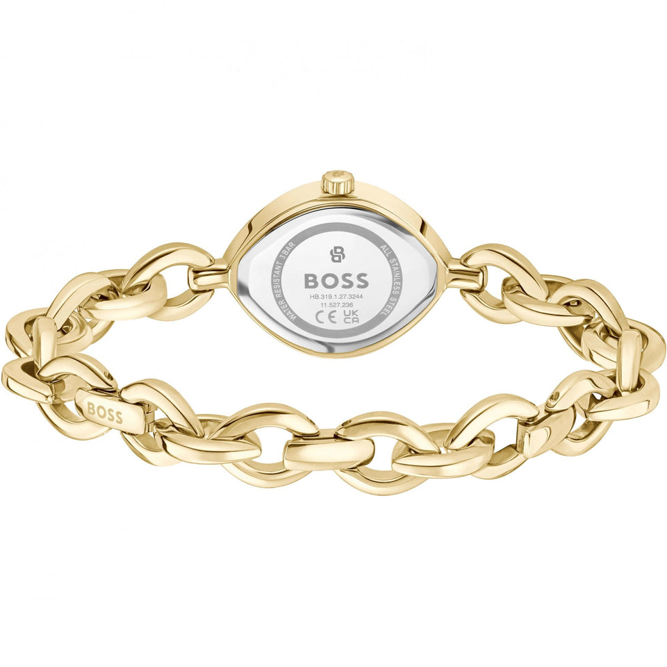 BOSS Ladies Fiora Oval Gold Plated Chain Link Watch