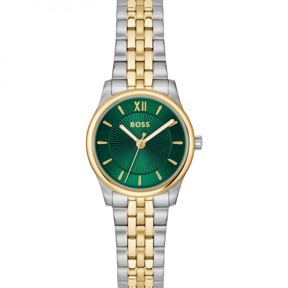 BOSS Ladies Graceful Mina Green Dial Two Tone Watch