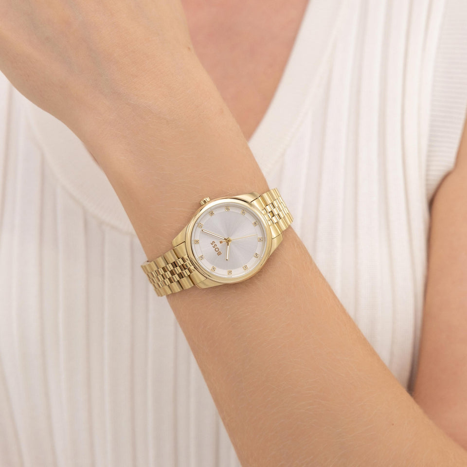 BOSS Ladies GRACEFUL Stone Set Gold Toned Watch