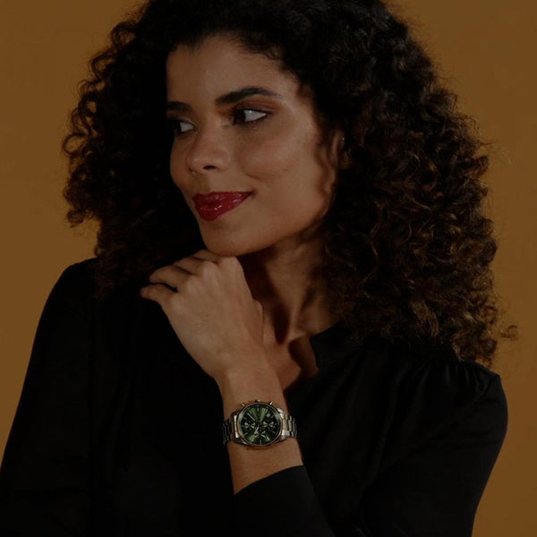 BOSS Ladies GRAND TOUR 38mm Green Dial Two Tone Bracelet Watch
