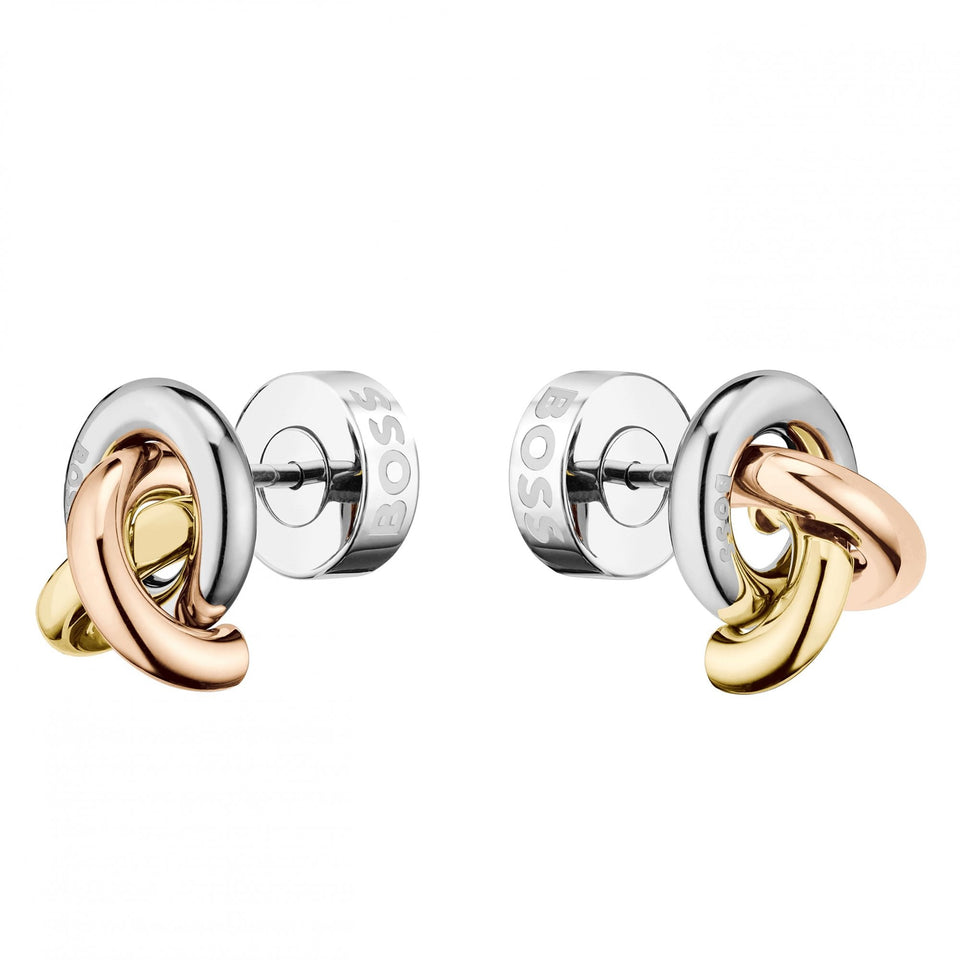 BOSS Ladies Harmonie Tri-Colour Interlinked Stud Earrings