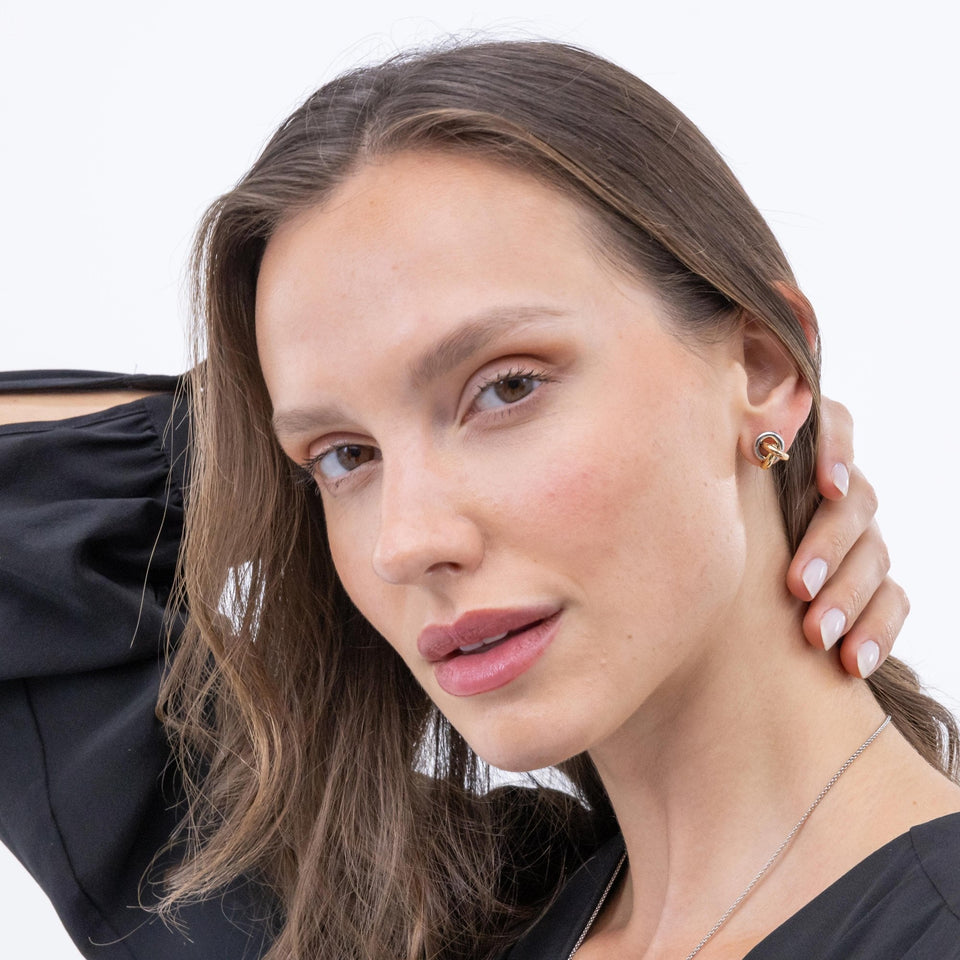 BOSS Ladies Harmonie Tri-Colour Interlinked Stud Earrings