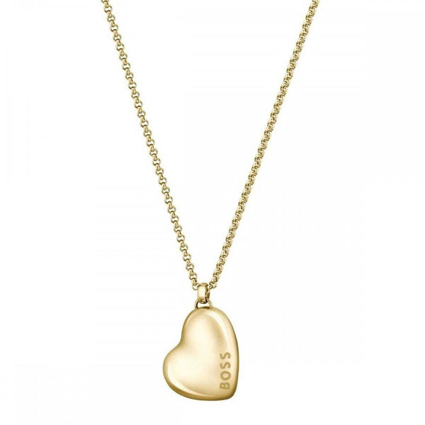 BOSS Ladies Honey Gold Plated IP Heart Necklace