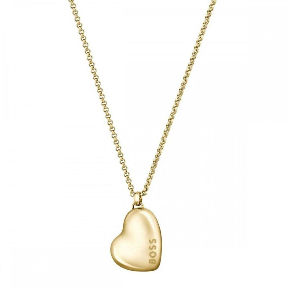BOSS Ladies Honey Gold Plated IP Heart Necklace