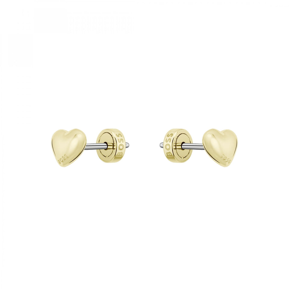 BOSS Ladies Honey Heart Gold Plated Stud Earrings