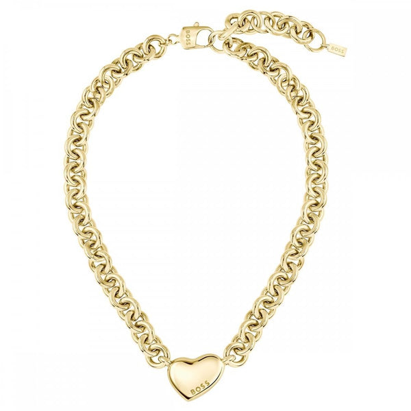 BOSS Ladies Honey Love Gold Plated Heart Chain Necklace