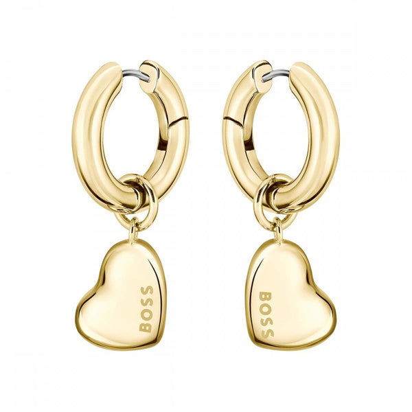BOSS Ladies Honey Love Gold Plated Heart Drop Earrings