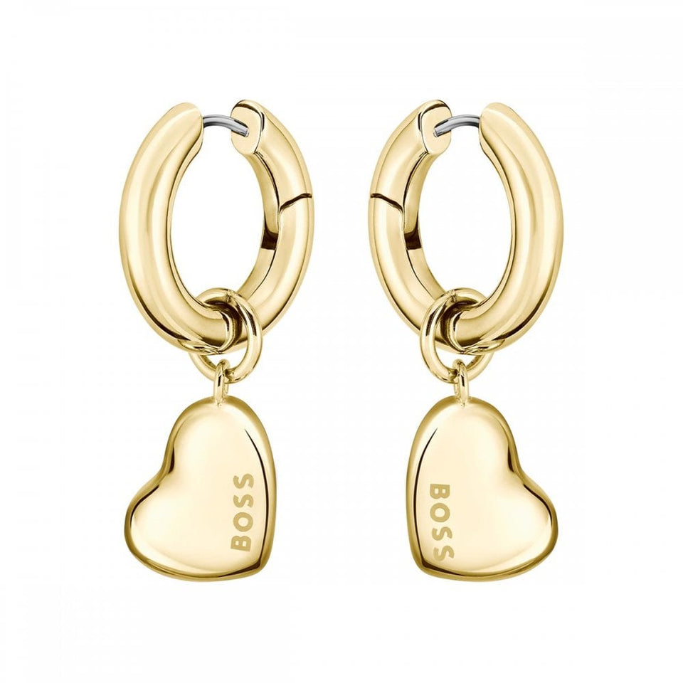 BOSS Ladies Honey Love Gold Plated Heart Drop Earrings