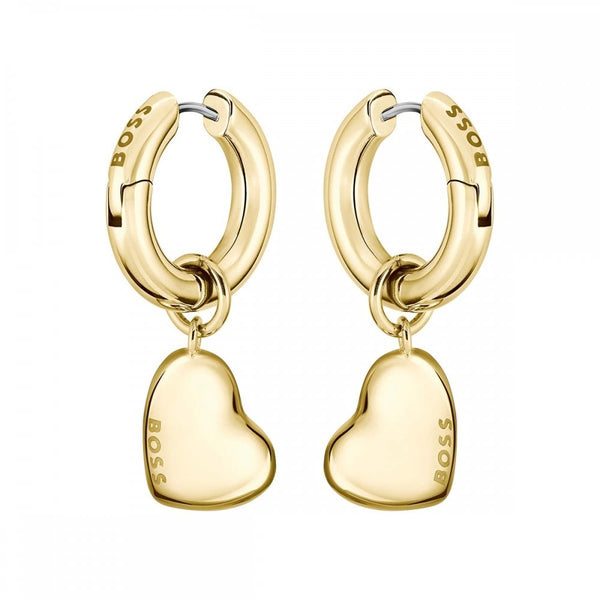 BOSS Ladies Honey Love Gold Plated Heart Drop Earrings