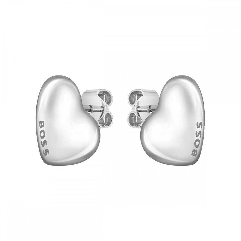BOSS Ladies Honey Stainless Steel Heart Stud Earrings