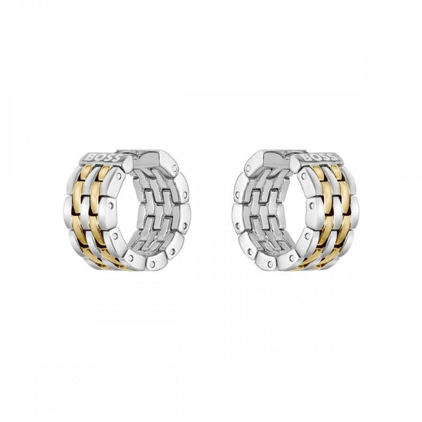 BOSS Ladies Isla Two Toned Multi-Linked Hooped Earrings