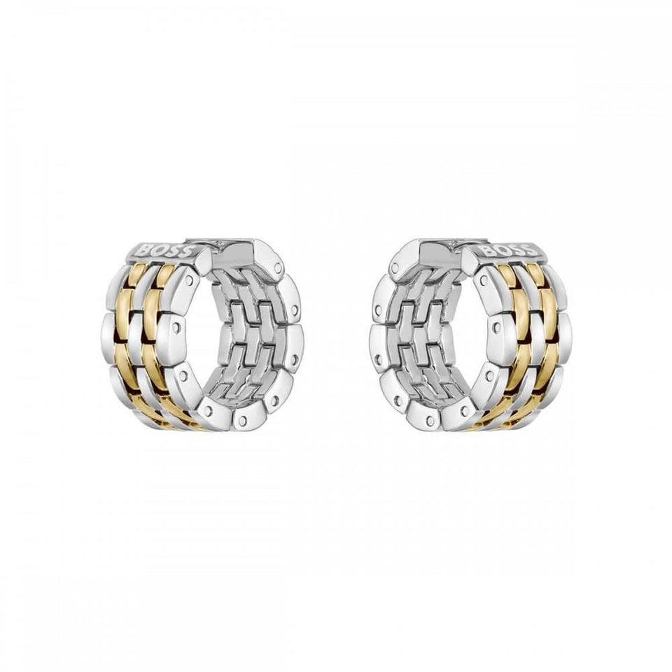 BOSS Ladies Isla Two Toned Multi-Linked Hooped Earrings