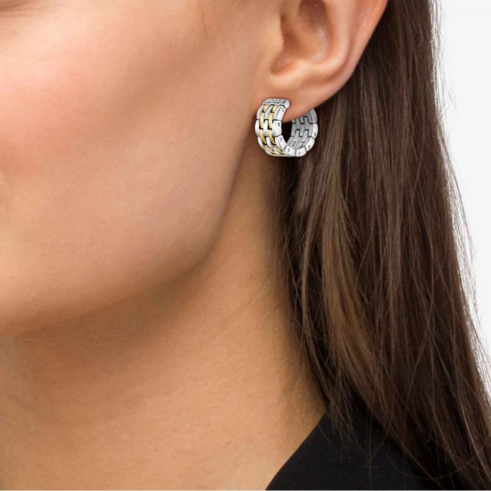 BOSS Ladies Isla Two Toned Multi-Linked Hooped Earrings