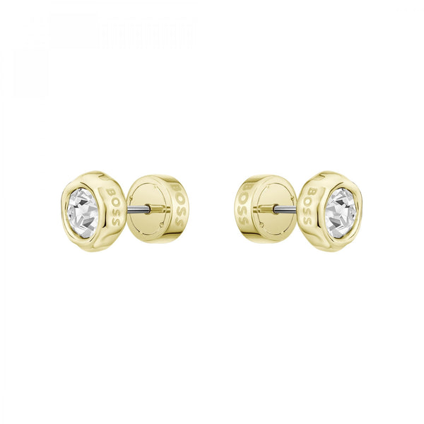 BOSS Ladies Kassy Precious Gold Plated Stone Set Stud Earrings