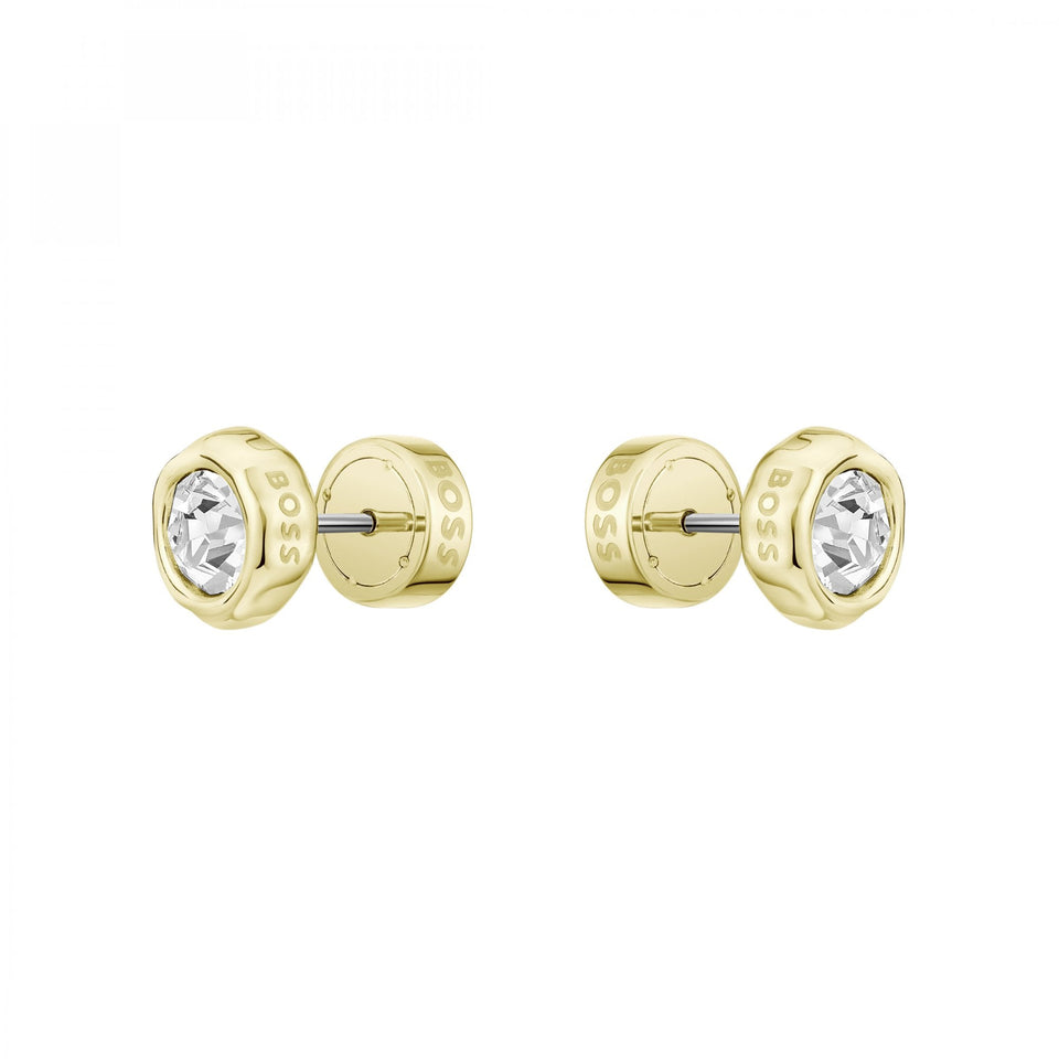 BOSS Ladies Kassy Precious Gold Plated Stone Set Stud Earrings