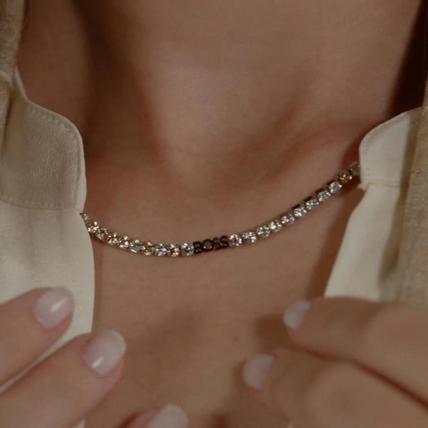 BOSS Ladies Kassy Precious Rose Stone Set Tennis Necklace