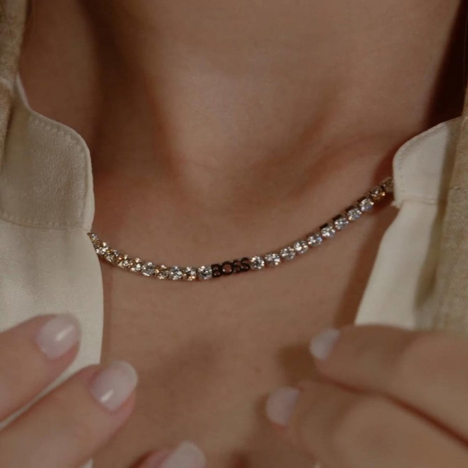 BOSS Ladies Kassy Precious Rose Stone Set Tennis Necklace
