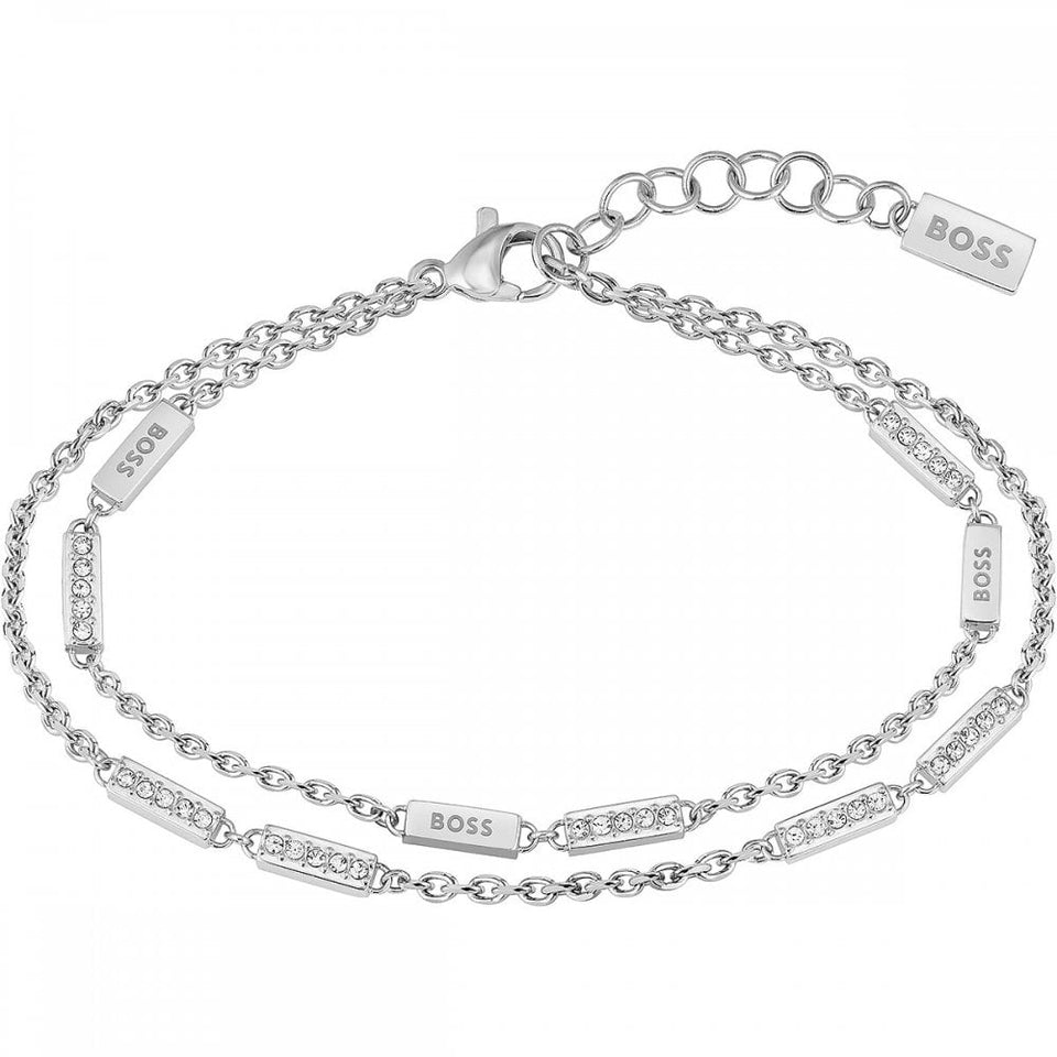 BOSS Ladies Laria Double Layered Stainless Steel Bracelet