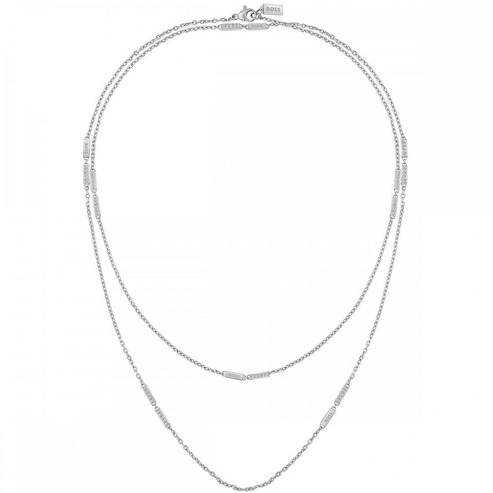 BOSS Ladies Laria Double Layered Stone Set Necklace
