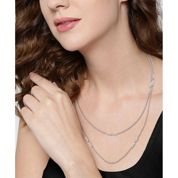 BOSS Ladies Laria Double Layered Stone Set Necklace