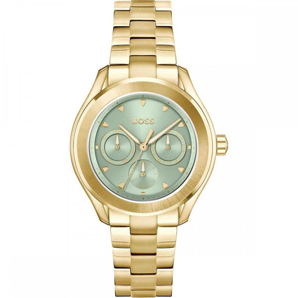 BOSS Ladies LIDA Green Dial Gold Plated IP 38mm Watch