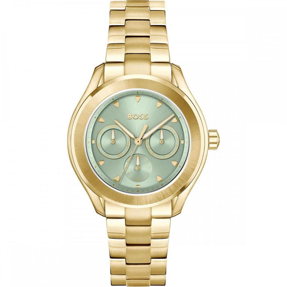 BOSS Ladies LIDA Green Dial Gold Plated IP 38mm Watch