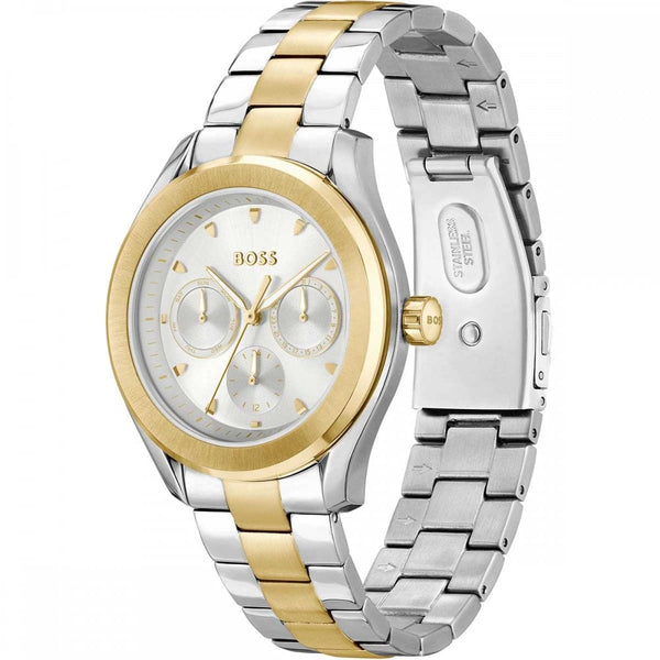 BOSS Ladies LIDA Silver Dial Gold Plated Two Tone 38mm Watch