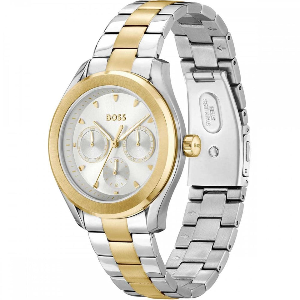 BOSS Ladies LIDA Silver Dial Gold Plated Two Tone 38mm Watch