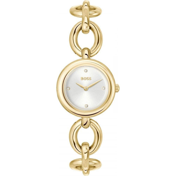 BOSS Ladies LIVE 28mm Gold Plated Open Chain Bracelet Watch