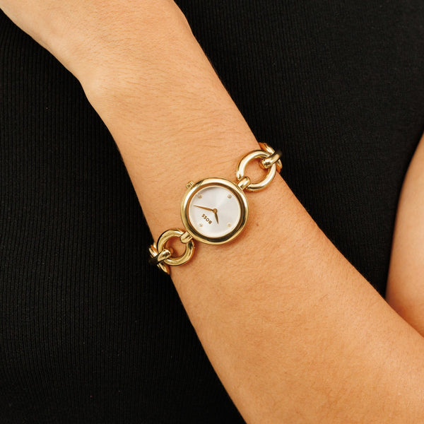 BOSS Ladies LIVE 28mm Gold Plated Open Chain Bracelet Watch