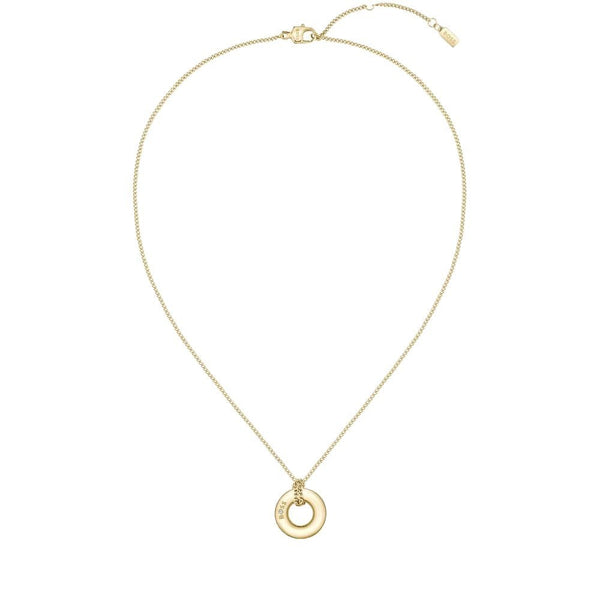 BOSS Ladies Live Gold Plated Circle Necklace