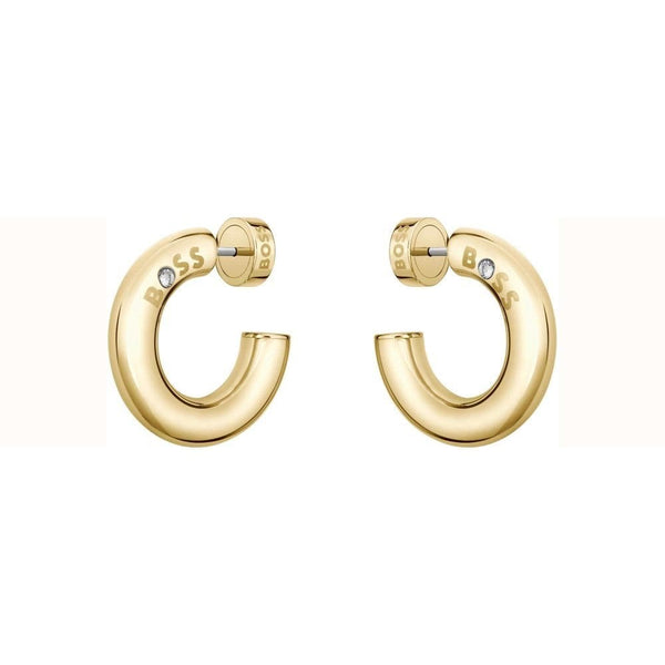 BOSS Ladies Live Gold Plated Hoop Earrings