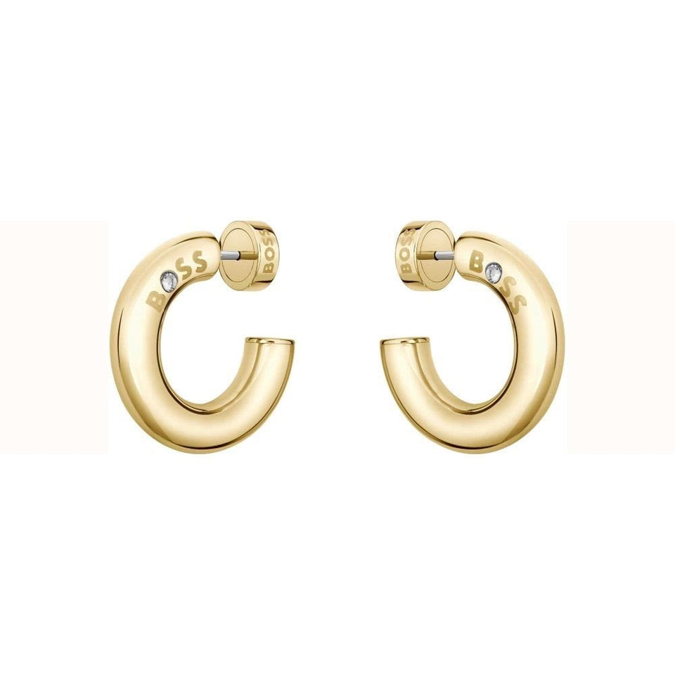 BOSS Ladies Live Gold Plated Hoop Earrings