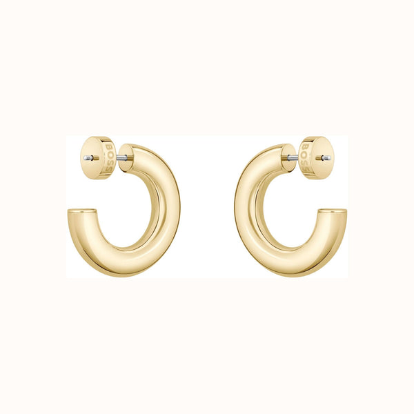 BOSS Ladies Live Gold Plated Hoop Earrings