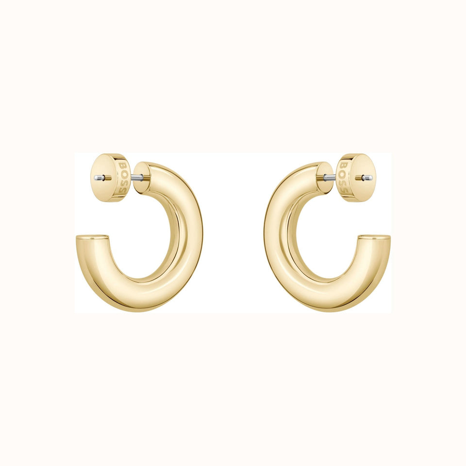 BOSS Ladies Live Gold Plated Hoop Earrings