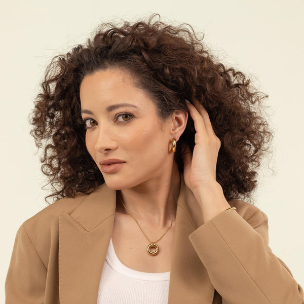 BOSS Ladies Live Gold Plated Hoop Earrings