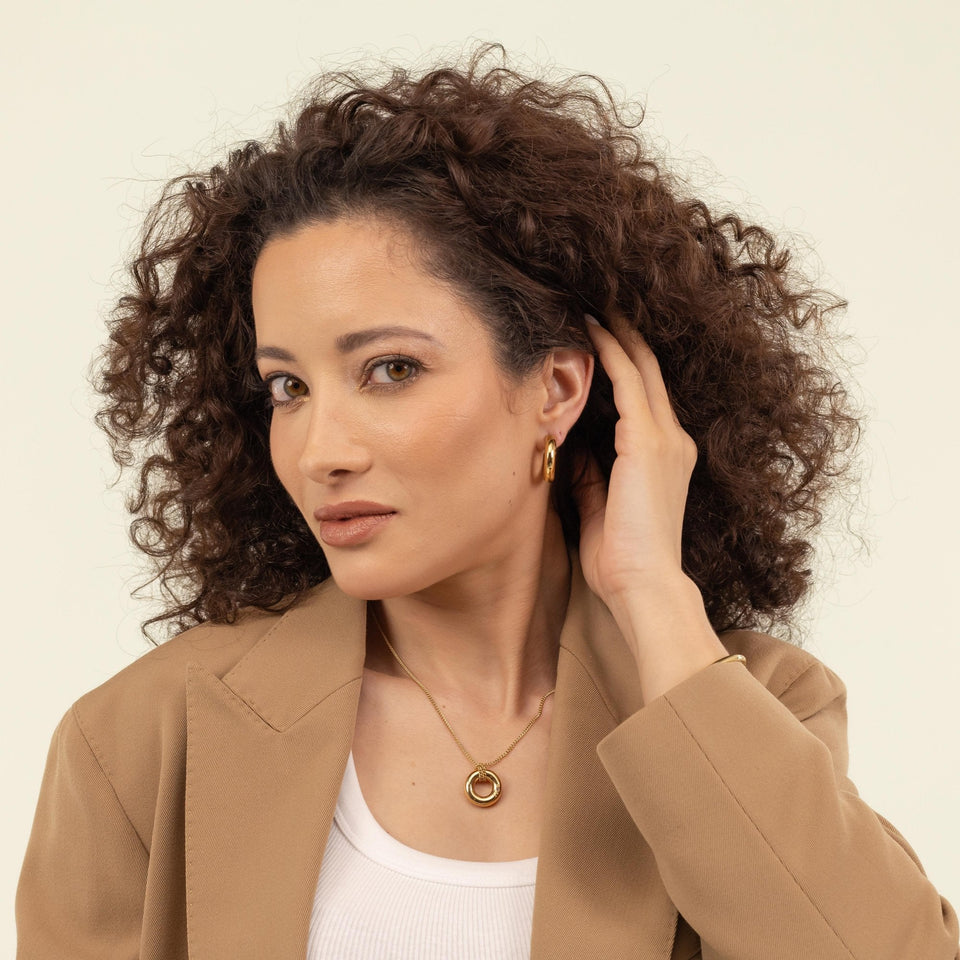 BOSS Ladies Live Gold Plated Hoop Earrings
