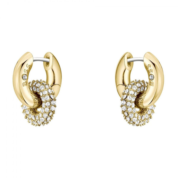 BOSS Ladies Live Precious Gold Plated Circle Hoop Earrings